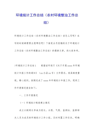 环境统计工作总结