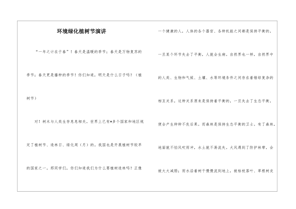 环境绿化植树节演讲_第1页