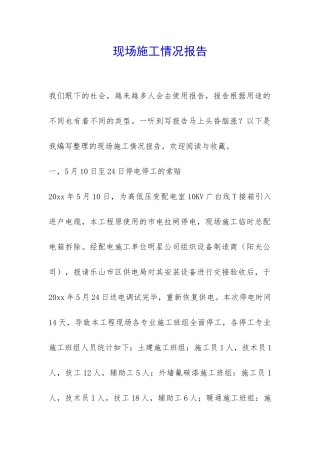 现场施工情况报告-
