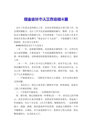 现金会计个人工作总结4篇