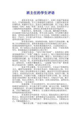 班主任的学生评语