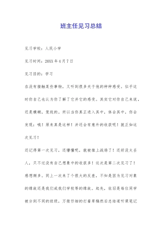 班主任见习总结-