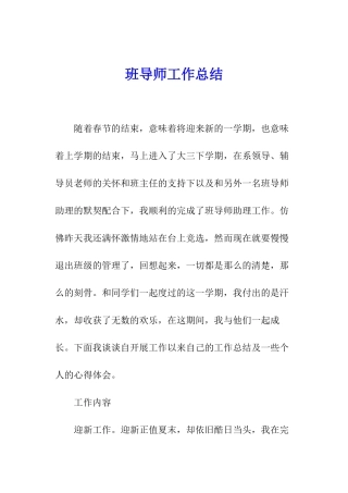 班导师工作总结