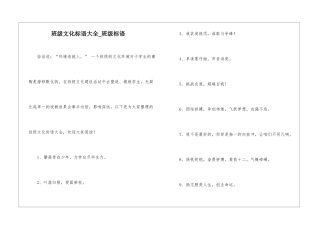 班级文化标语大全-班级标语