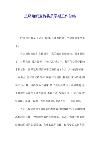 班级组织宣传委员学期工作总结