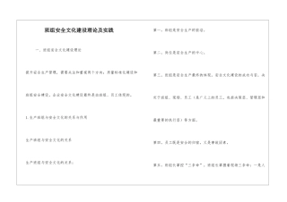 班组安全文化建设理论及实践