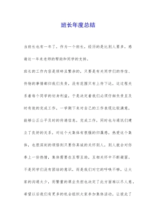 班长年度总结-