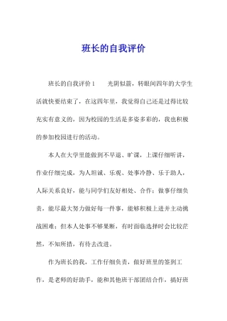 班长的自我评价