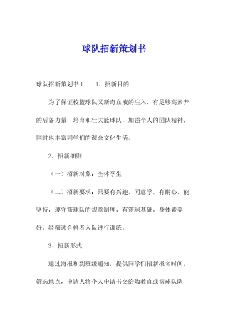 球队招新策划书