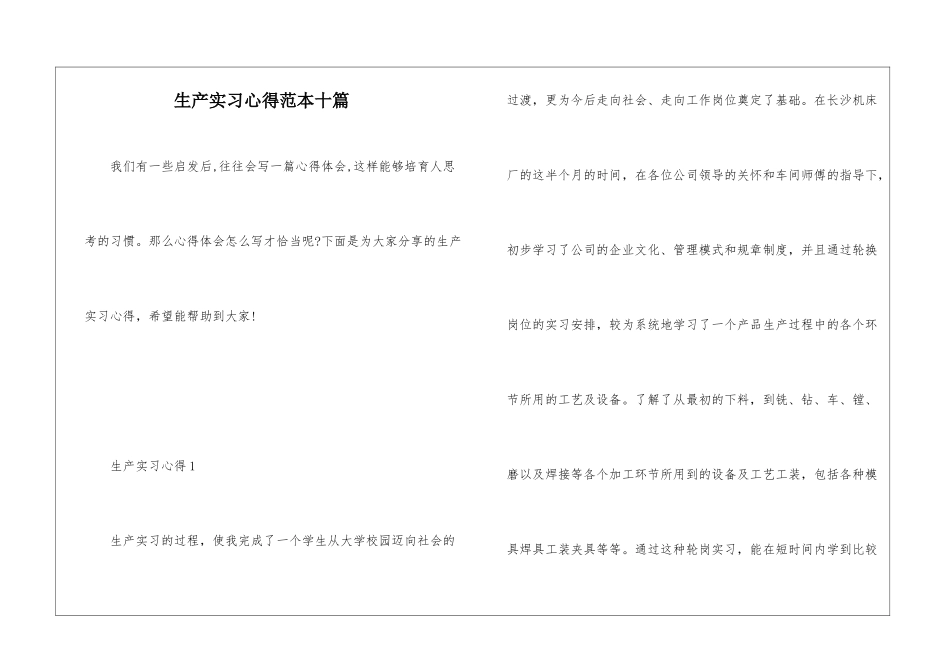 生产实习心得范本十篇_第1页