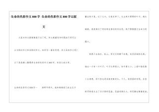 生命的色彩作文800字-生命的色彩作文800字记叙文