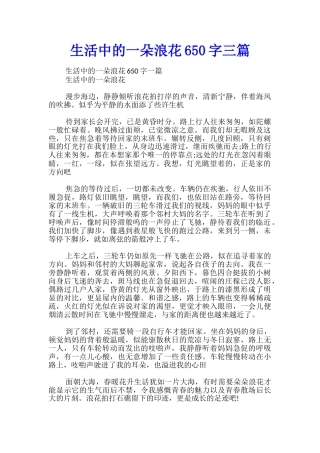 生活中的一朵浪花650字三篇