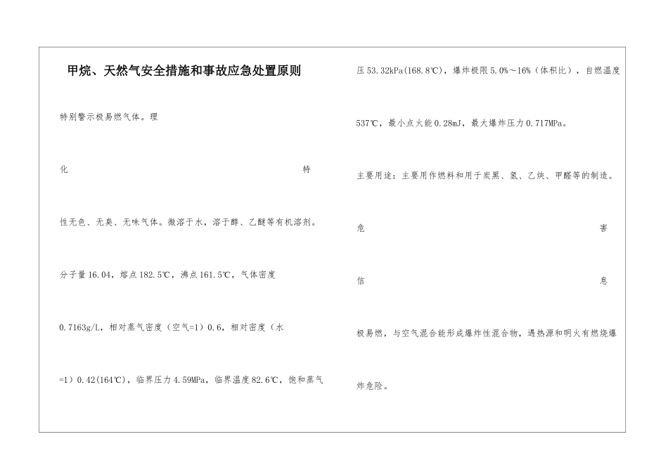 甲烷、天然气安全措施和事故应急处置原则_第1页