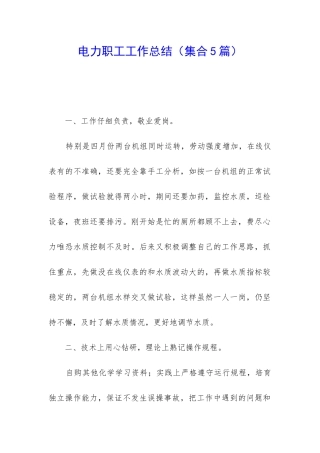 电力职工工作总结