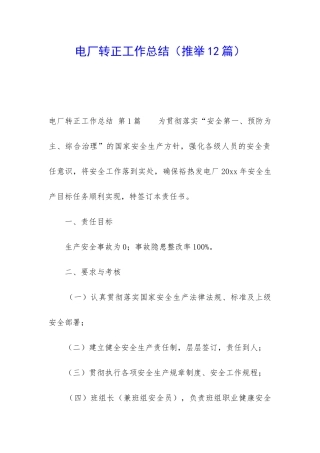 电厂转正工作总结