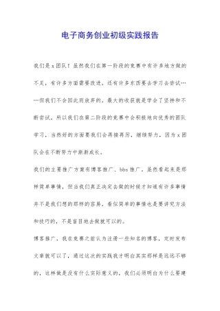 电子商务创业初级实践报告-