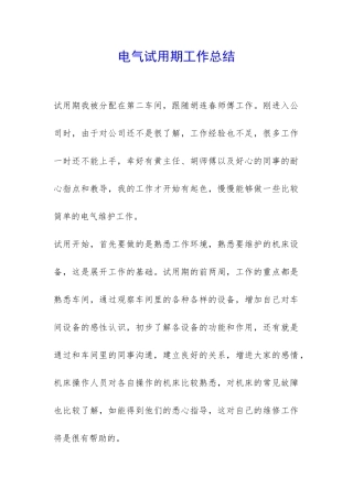 电气试用期工作总结-