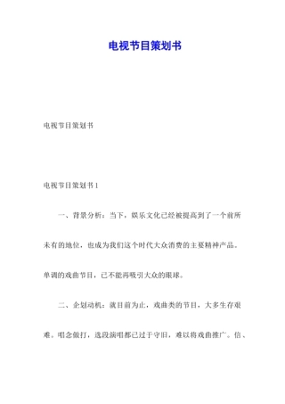 电视节目策划书