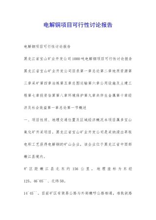 电解铜项目可行性研究报告-