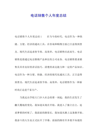 电话销售个人年度总结