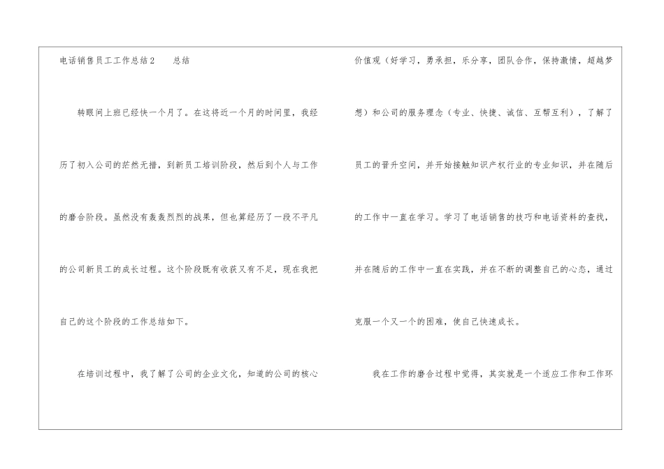 电话销售员工工作总结_第3页