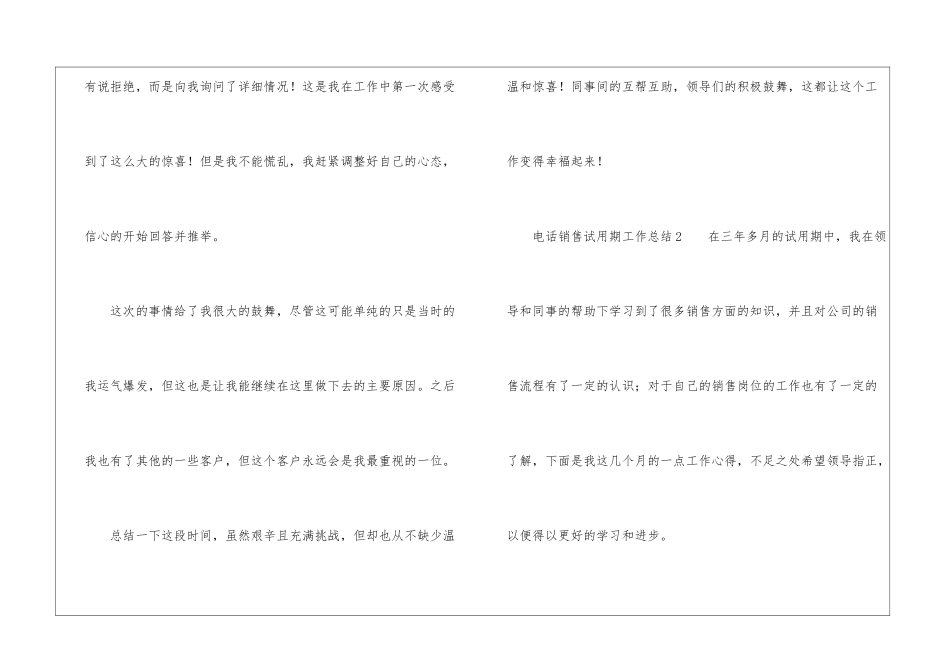 电话销售试用期工作总结三篇_第3页