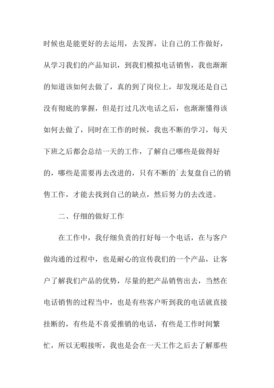 电话销售试用期转正工作总结_第2页