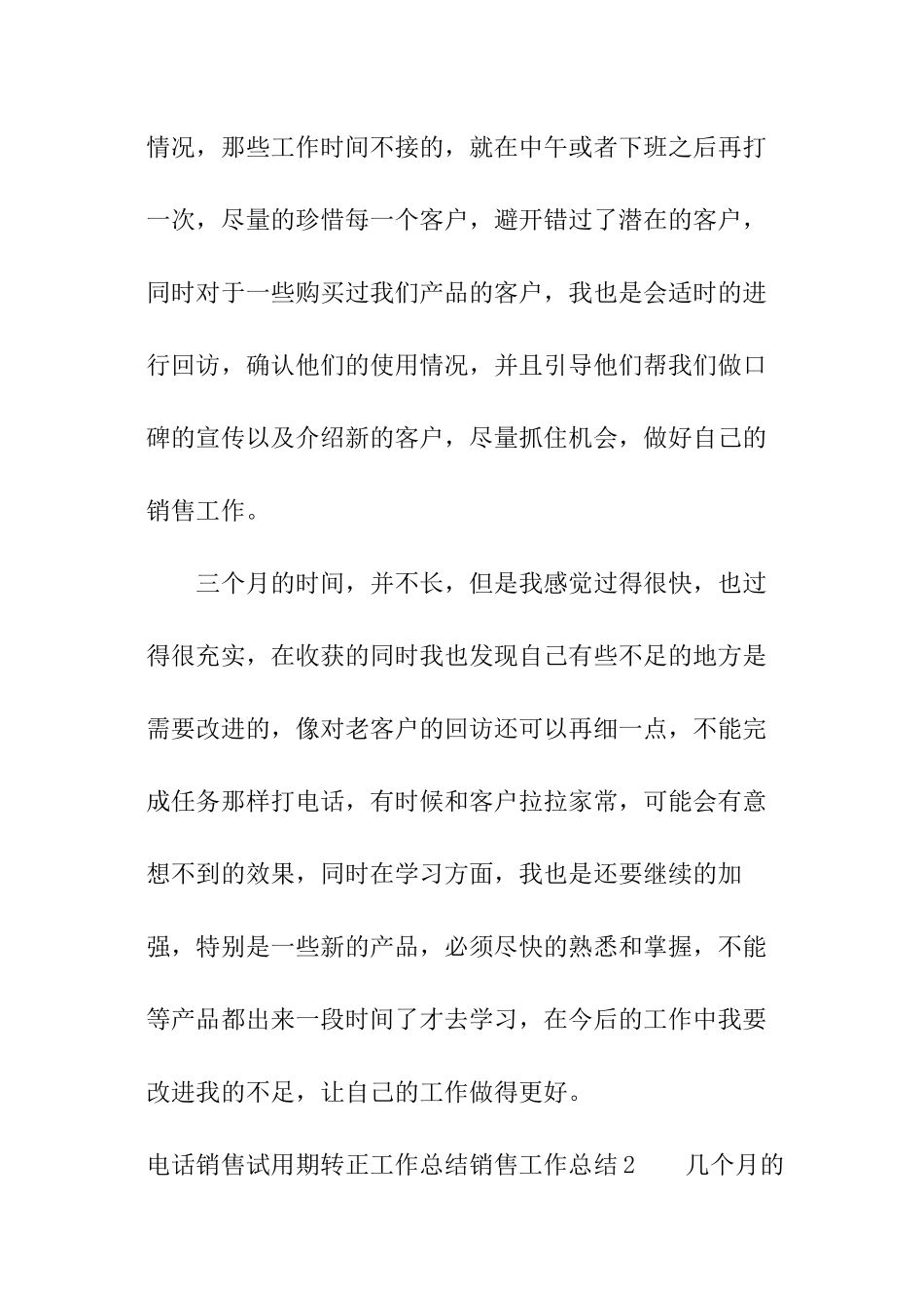 电话销售试用期转正工作总结_第3页