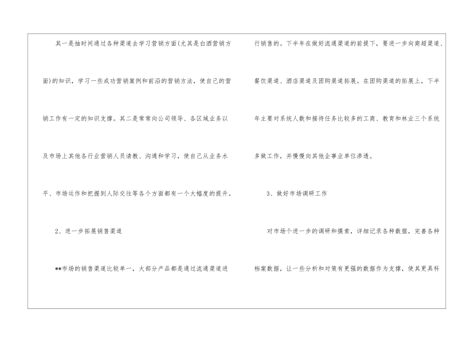 白酒销售的下半年工作计划_第2页