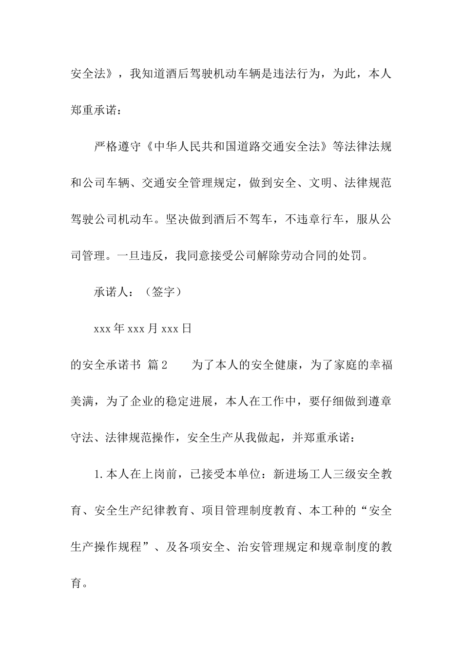 的安全承诺书模板集合9篇_第3页