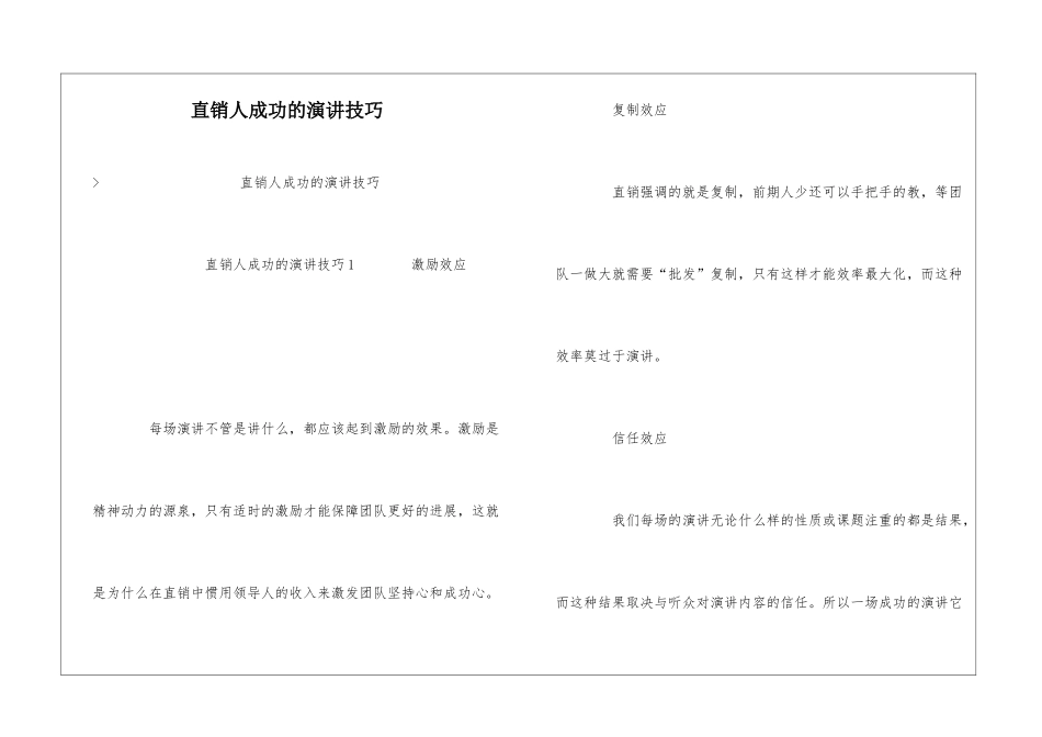 直销人成功的演讲技巧_第1页