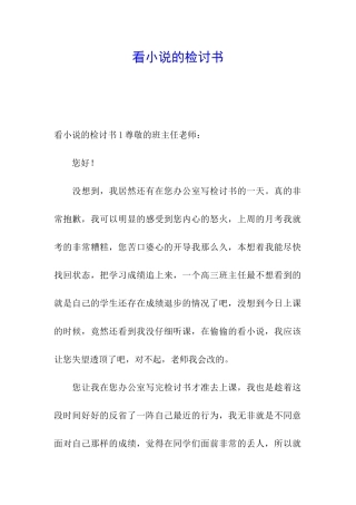 看小说的检讨书