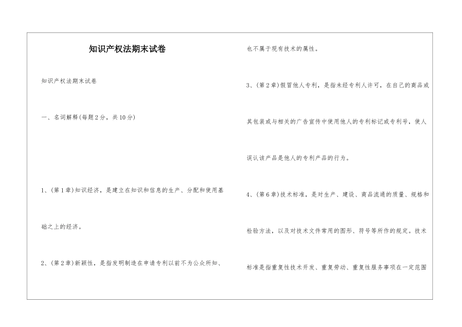 知识产权法期末试卷_第1页