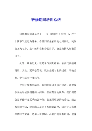 研修期间培训总结