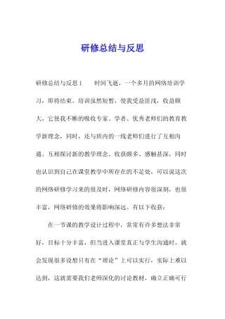研修总结与反思