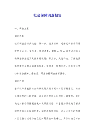 社会保障调查报告-