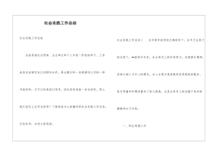 社会实践工作总结