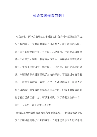 社会实践报告范例1