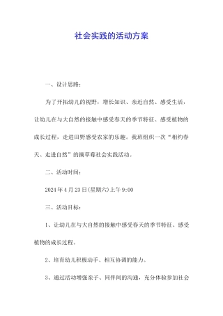 社会实践的活动方案