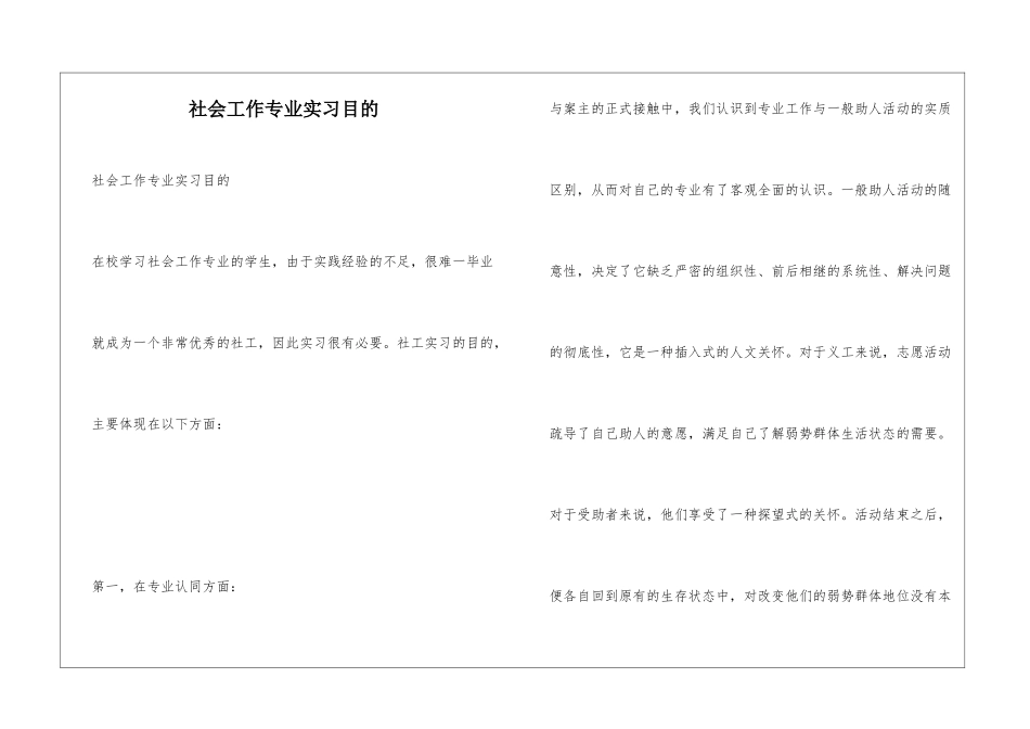 社会工作专业实习目的_第1页