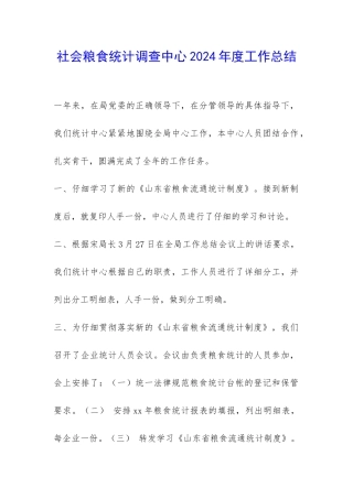 社会粮食统计调查中心2024年度工作总结-