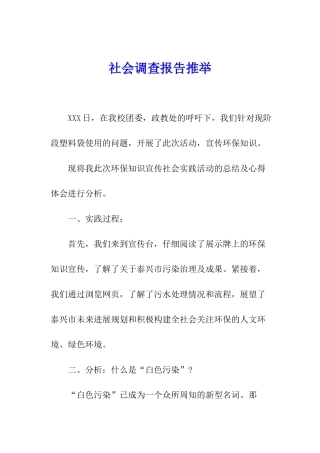社会调查报告推荐