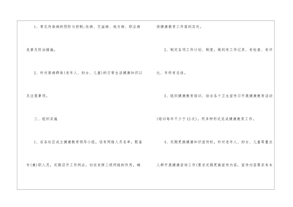 社区健康教育工作计划范本_第2页
