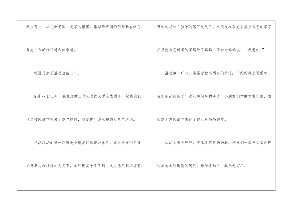 社区母亲节活动总结-社区开展母亲节活动总结_第2页
