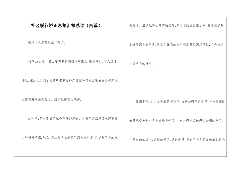 社区缓行矫正思想汇报总结_第1页