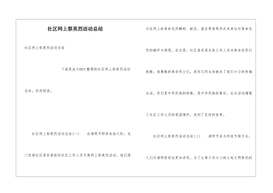 社区网上祭英烈活动总结_第1页