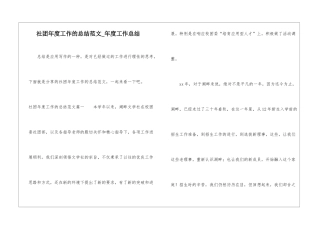 社团年度工作的总结范文-年度工作总结