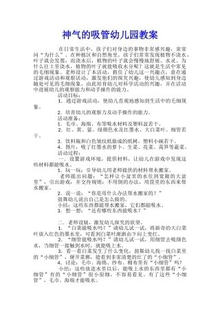 神气的吸管幼儿园教案