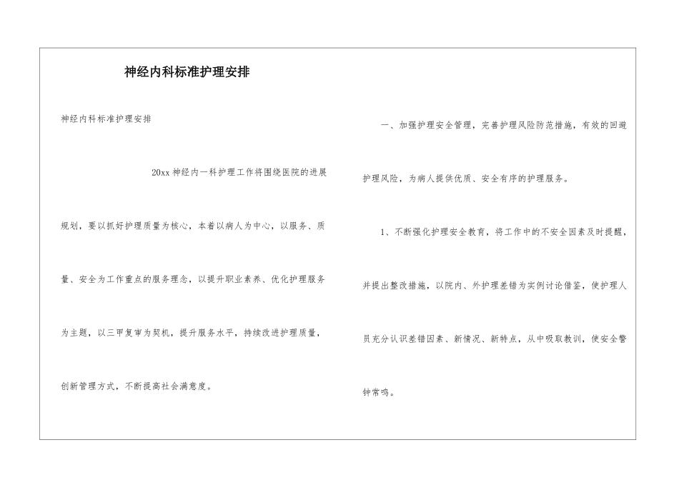 神经内科标准护理安排_第1页