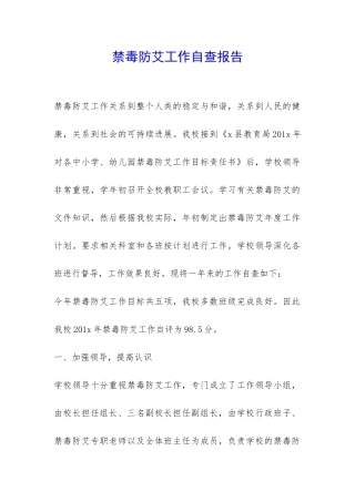 禁毒防艾工作自查报告-